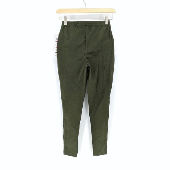 Women with Control Knit Skinny Leggings Elastic Waist Pull On Olive Green XXS - Picture 3 of 6